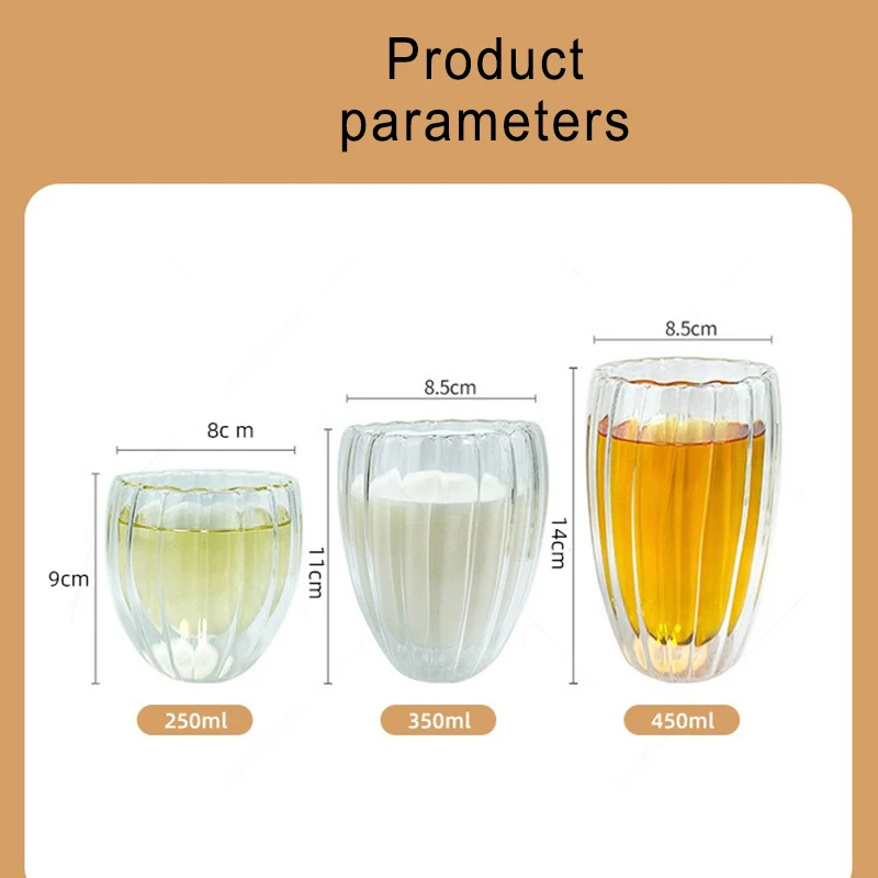 250-450ML Double Wall Glass Cup Transparent Heat-resistant Coffee Cup Tea Milk Juice Mug Home Beer Mug Water Glasse Drinkware