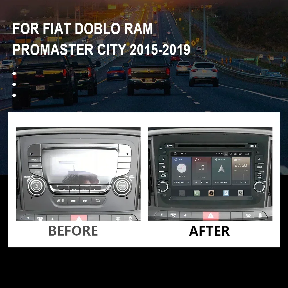 CHSTEK Car Radio Android 14 For Fiat Doblo Ram ProMaster City 2015-2019 DVD Bluetooth CarPlay WIFI Autoradio Player Navigation