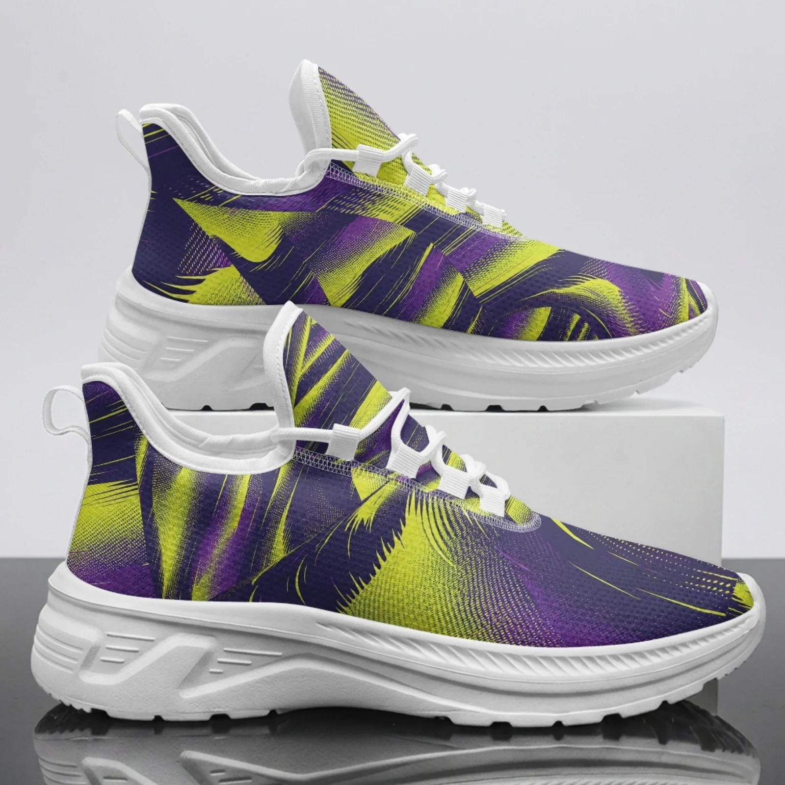 

XIXIRIMIDO Abstract Geometry Mesh Sneakers Women'S Running Shoes Men'S Commuter Shoes Soft Breathable & Lightweight Comfortable