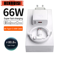 6A 66W Super Fast EU US Wall Charger For Huawei Mate 40 50 60 P50 Nova 8 9 10 Honor 90 100 X8 X9 Magic Type C Charging USB Cable