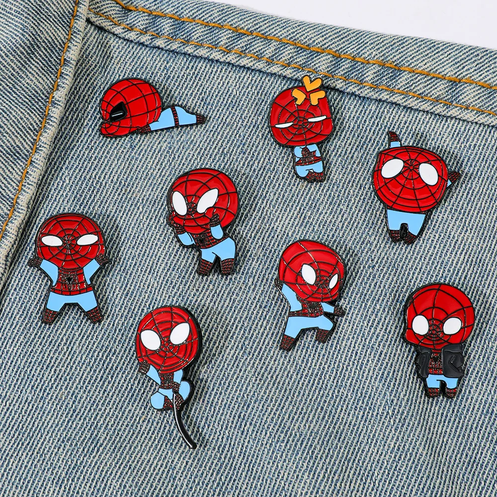 

Spider-Man Mini Oil-drop Brooch Accessory Acg Decoration Q Cute Spider-Mans Pin Cosplay Prop Children's Birthday Gift