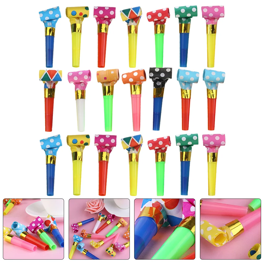 50 Pcs Children's Birthday Dragon Whistle Funny Creative Blowing Roll Toy Party Cheer Props 50pcs Blowers Neon