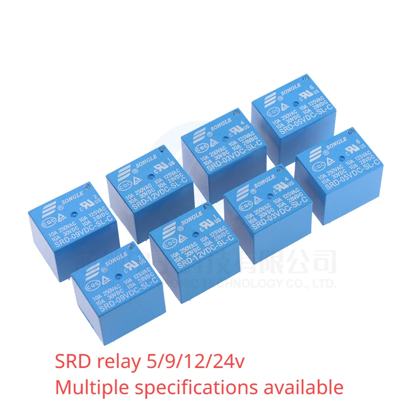 5pcs Songle Relay SRD-05VDC-SL-A 9V 12V 24V 48VDC-SL-C 10A 4/5 pins relay 12v