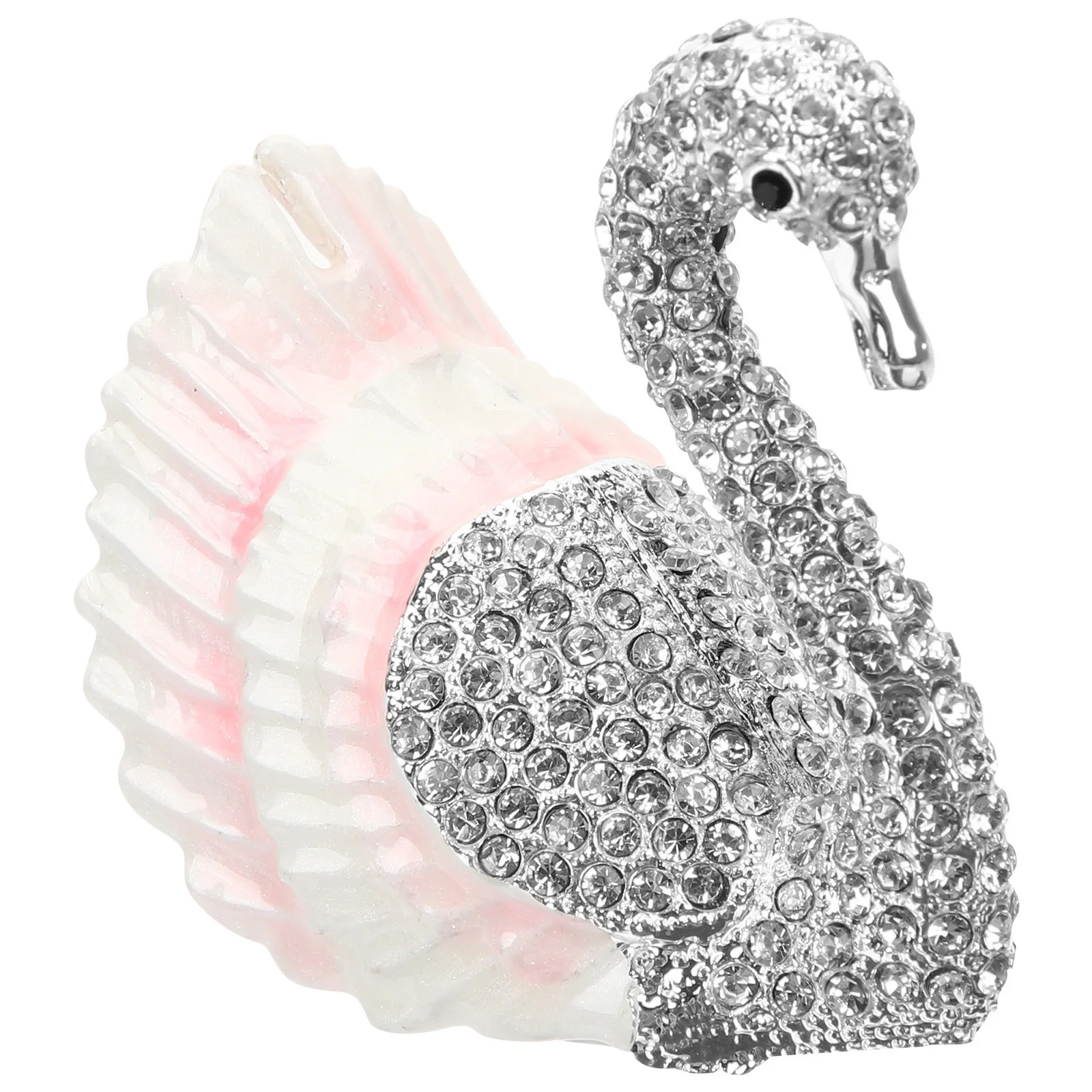 Unique Swan Jewelry Box Alloy Swan Statue Design Multi-Functional Ring Necklace Organizer Rhinestone Inlaid Jewelry Holder