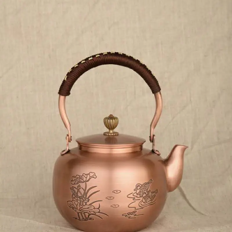 Old-fashioned Household Pure Copper Handmade 1.2L Baifu Teapot Thickened Health-preserving Retro Tea Boiling Copper Kettle Water