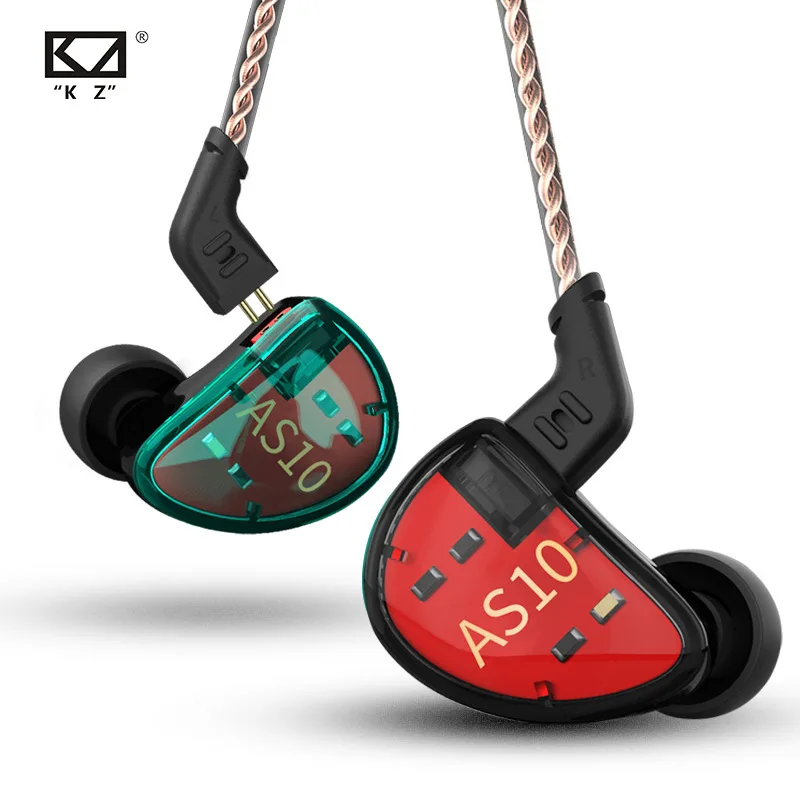 

KZ AS10 5BA HiFi Stereo In-Ear Earphone High Resolution Earbud Earphone with 0.75mm 2 pin Cable Five Balanced Armature Driver