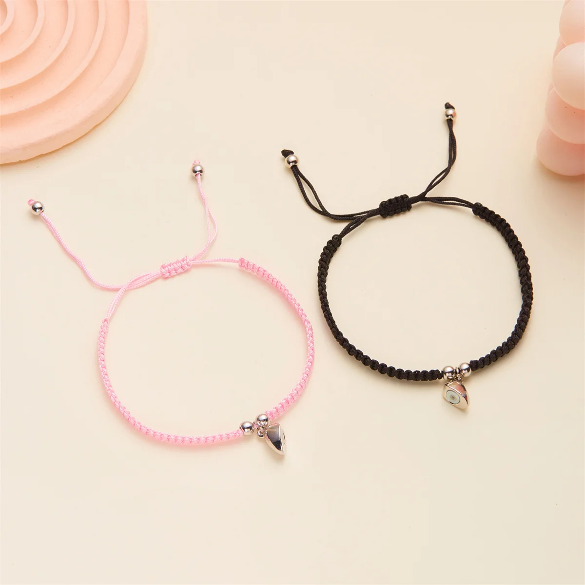 2 Teile/satz Romantische Herz Magnetische Gewinnen Paar Armband Für Frauen Männer Mode Geflochtenen Seil Passenden Armband Freundschaft Schmuck – Detail 5