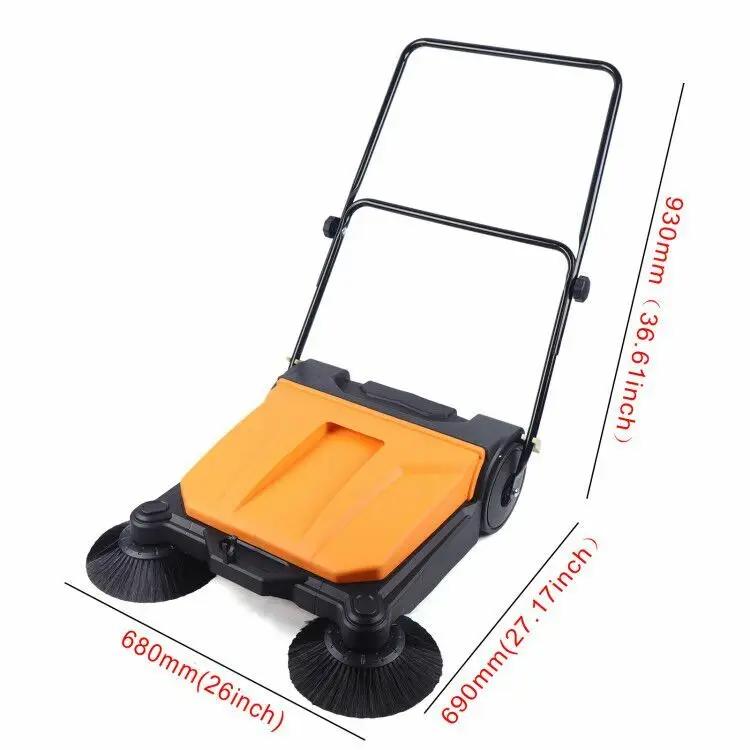 26" Industrial Hand-Push No Electric Sweeper Large Area Floor Board Sweeping Cleaning Tool New