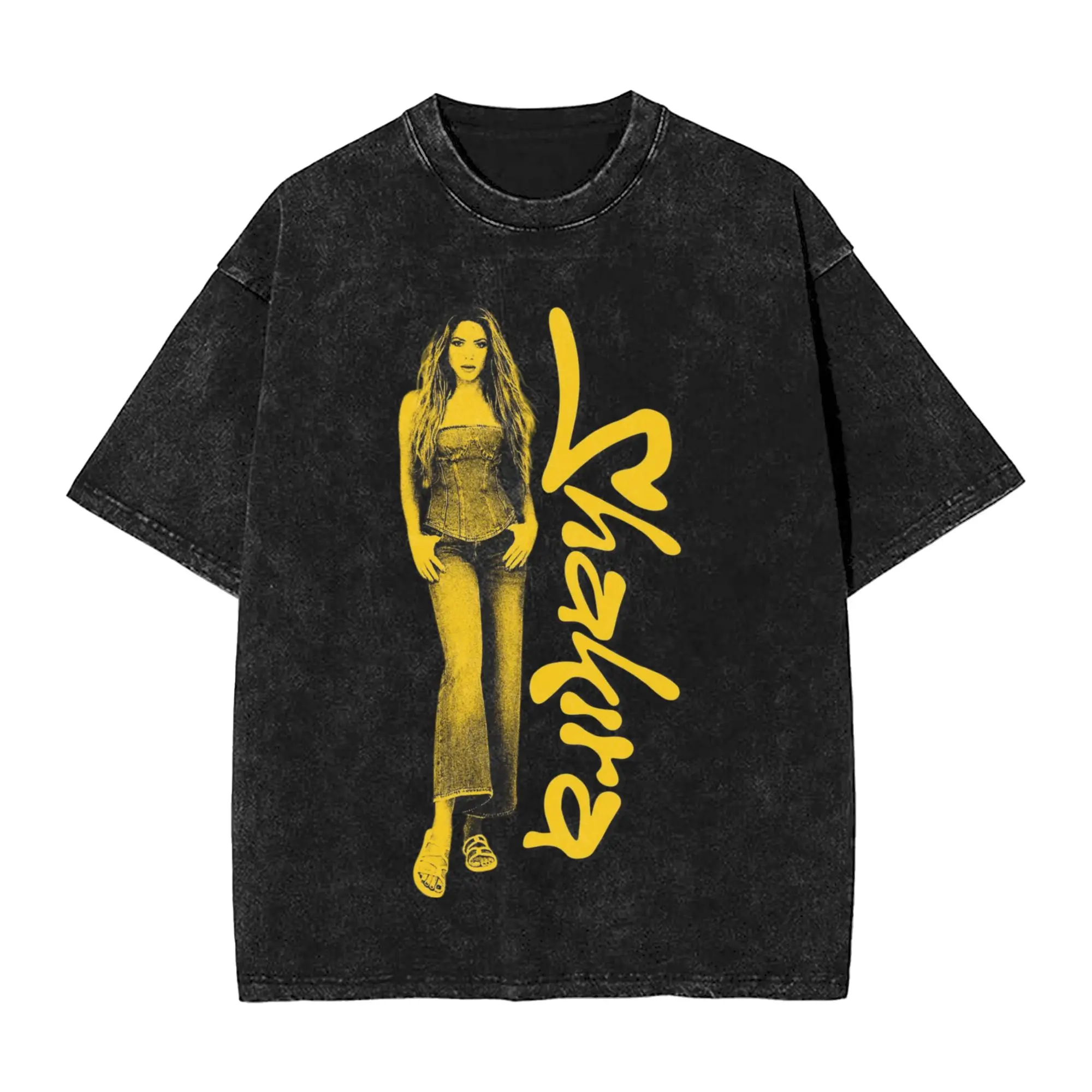 Shakiras Latin Singer T Shirt Hip Hop Washed 100% Cotton Oversize T-Shirt  Novelty Men Women Tops Streetwear Summer Tee Shirt