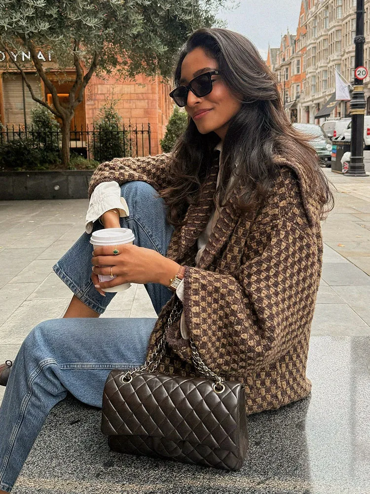 

HH Autumn Female Street Style Knit Coats Women Chic Long Sleeve Lapel Single Breasted Pocket Decoration Casual Cardigans Mujer