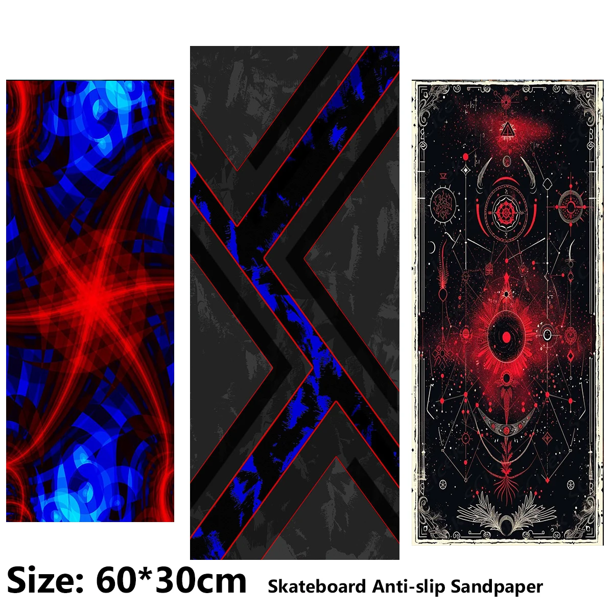 Electric Scooter Anti-slip Sticker Sandpaper Skateboard GripTape Sheet 60*30cm Five-pointed Star Compass Pattern