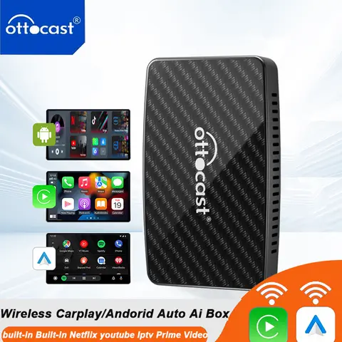 OTTOCAST Play2Video Pro Android Ai Box Pro 내장 YouTube Netflix Tiktok IPTV 유선 CarPlay 자동차 액세서리