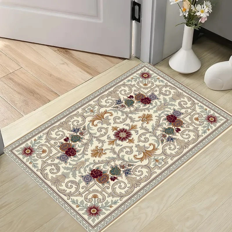 Vintage Pink Vine Floral Border Print Doormat Non Slip Entry Floor Mat Cottagecore Farmhouse Decor Front Door Kitchen Rug