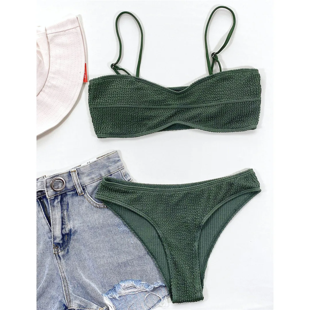 Neuer sexy, geraffter Bikini mit mittelhohem Bund und Polsterung, Damen-Badeanzug, zweiteiliger Bikini-Set, Badebekleidung, Badeanzug, Schwimmanzug V3163 – Detail 12