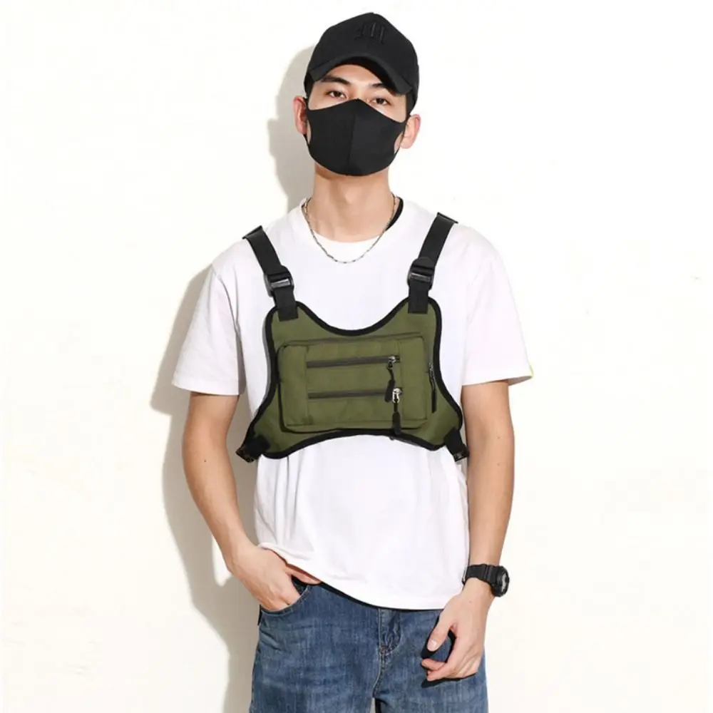 

Adjustable Sports Vest Bag Water Resistant Lightweight MOLLE Chest Bag Multi-functional Oxford Cloth Running Vest Bag Running