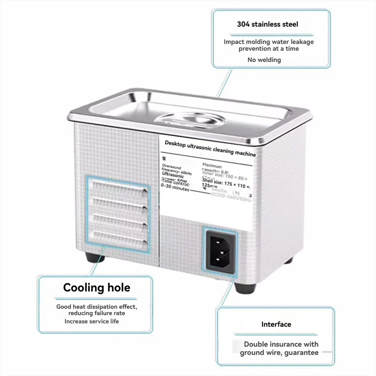 

A65Z Ultrasonic Cleaning Machine Mobile Motherboard Maintenance Cleaning Glasses Industrial Parts Cleaning Machine US Plug