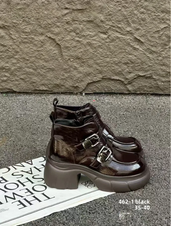 

Gotti New Retro Faion Casual Boots Women Thi Bot ort Boots Not Tired of the Foot 80 Sle Briti Sle round Toe