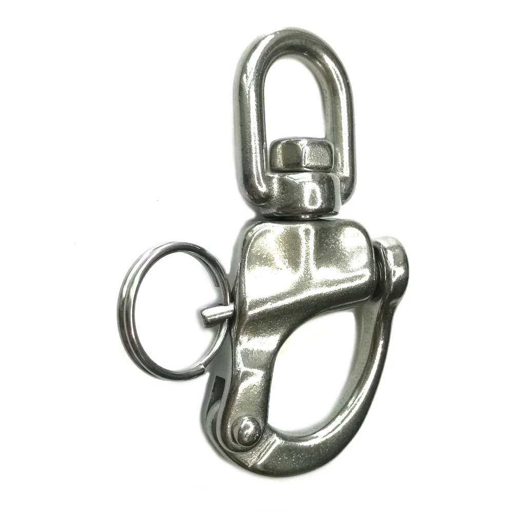 7CM 316 Stainless Steel Swivel Eye Snap Shackle Marine Grade For Yacht Marine Boat Sailing Scuba Diving Shackle Quick Release