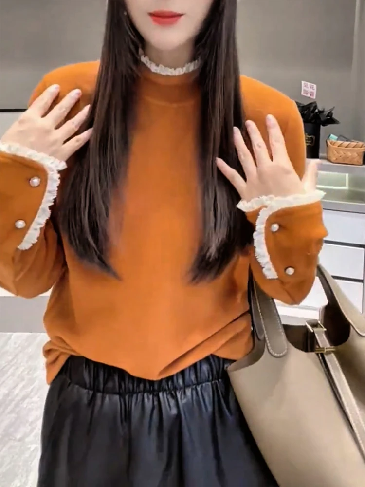 

Корейский элитный вязаный свитер с высоким воротником, универсальный, больших размеров, осенне-зимняя новинка для женщин...