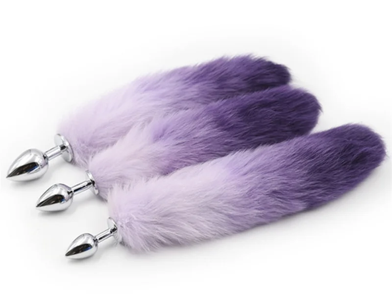 Purple Gradient Tail Anal PLUG Toy Cat Fox Petplay Fox Tail Butt Plug Role Play Flirting Fetish Erotic Sex Toy for Women