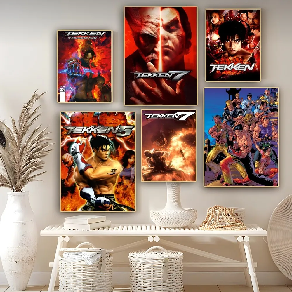 Classico videogioco TEKKEN Whitepaper Poster Adesivo da parete fantasia per soggiorno Bar Decorazione Decor Adesivi murali artistici