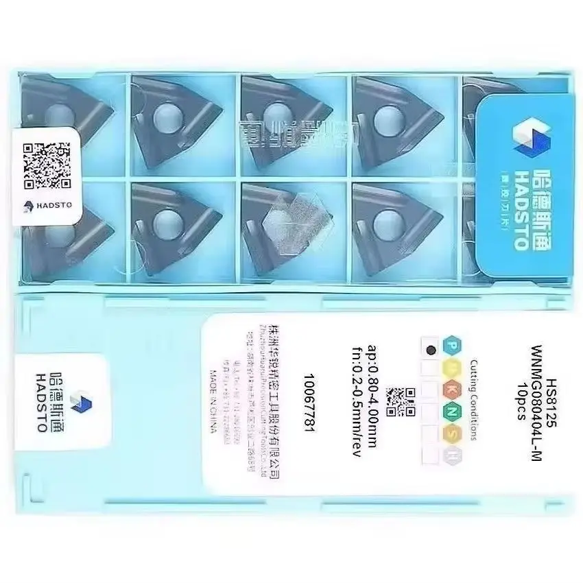 

WNMG080404L-M HS8125 WNMG080404L-M WNMG431 HADSTO CNC blade carbide inserts Turning inserts For Steel 10pcs/box