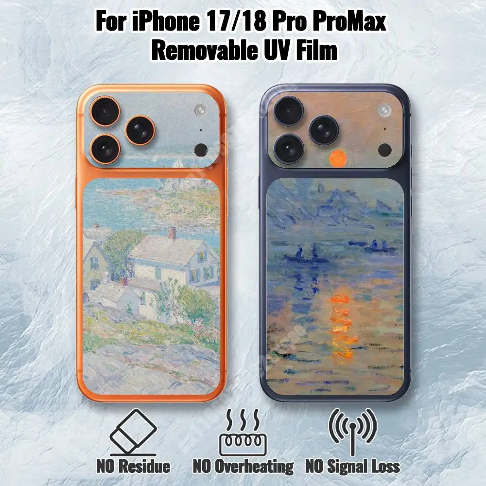 Art Claude M-Monet Painting Removable UV Film for iPhone 17 Pro 18 ProMax HD Back Sticker