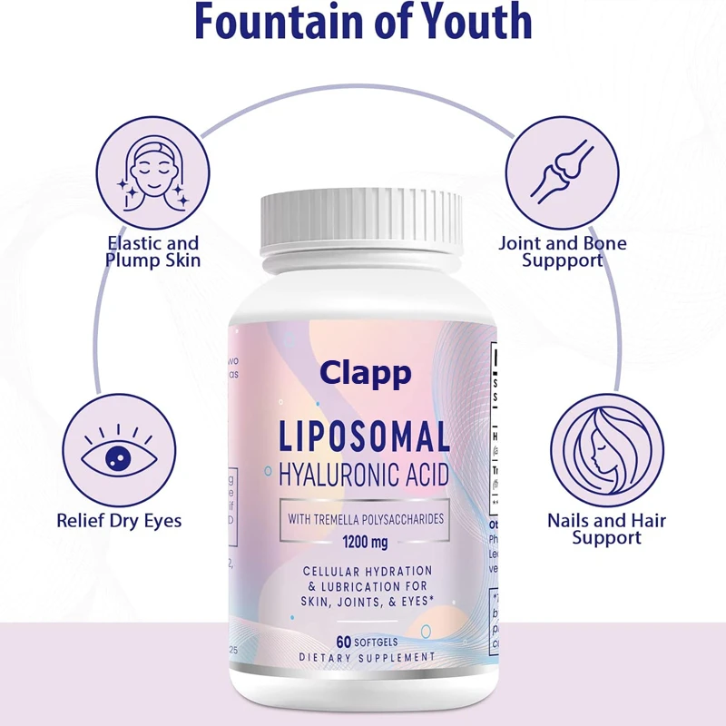 

Liposomal Hyaluronic Acid Supplement - High Bioavailable Dietary Hyaluronic Acid Capsules, Dual Strength Skin Moisturizing