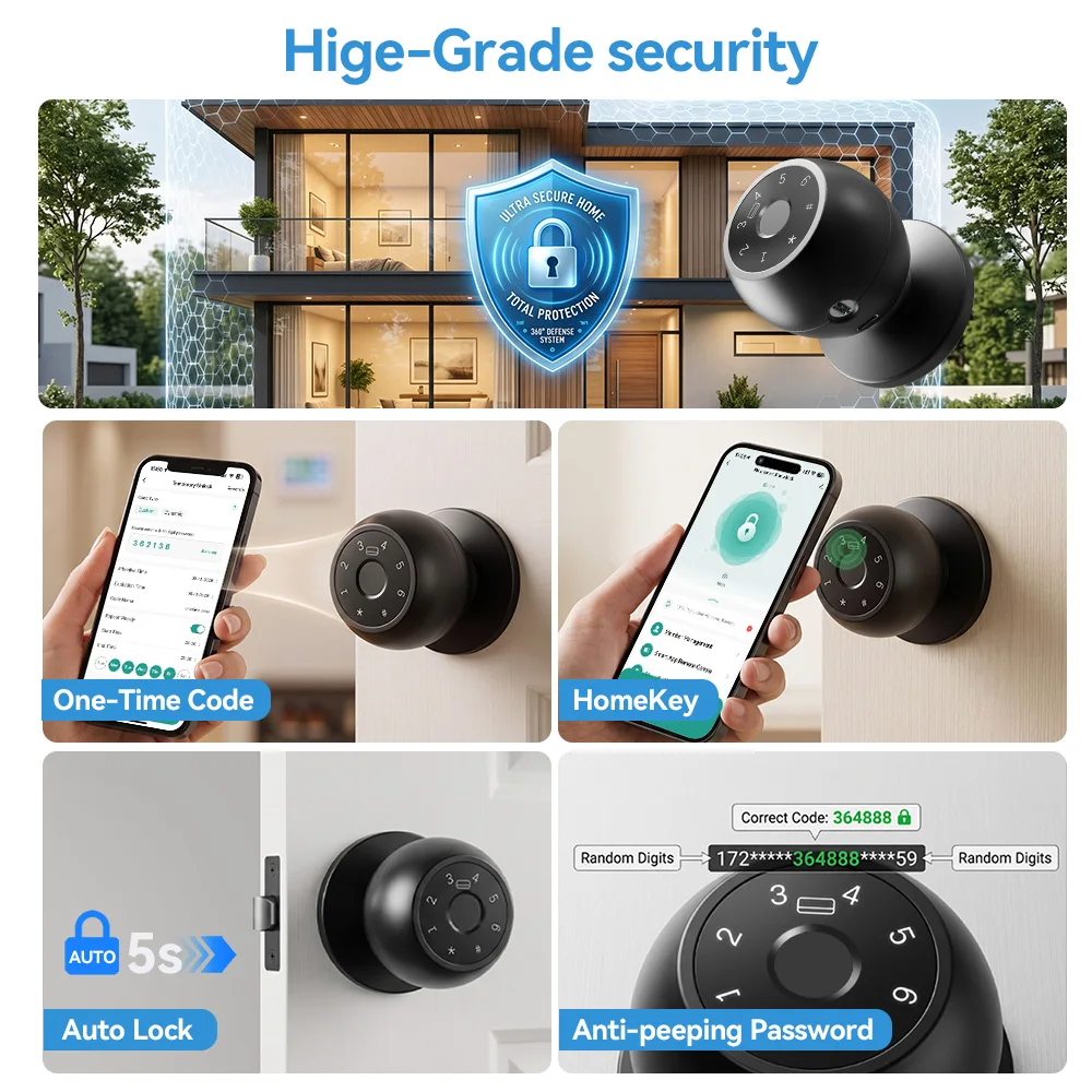 Smart External Door Lock Bluetooth Smart Home Door Lock Card Key Fingerprint Recognition Smart Life Devices Home Protection