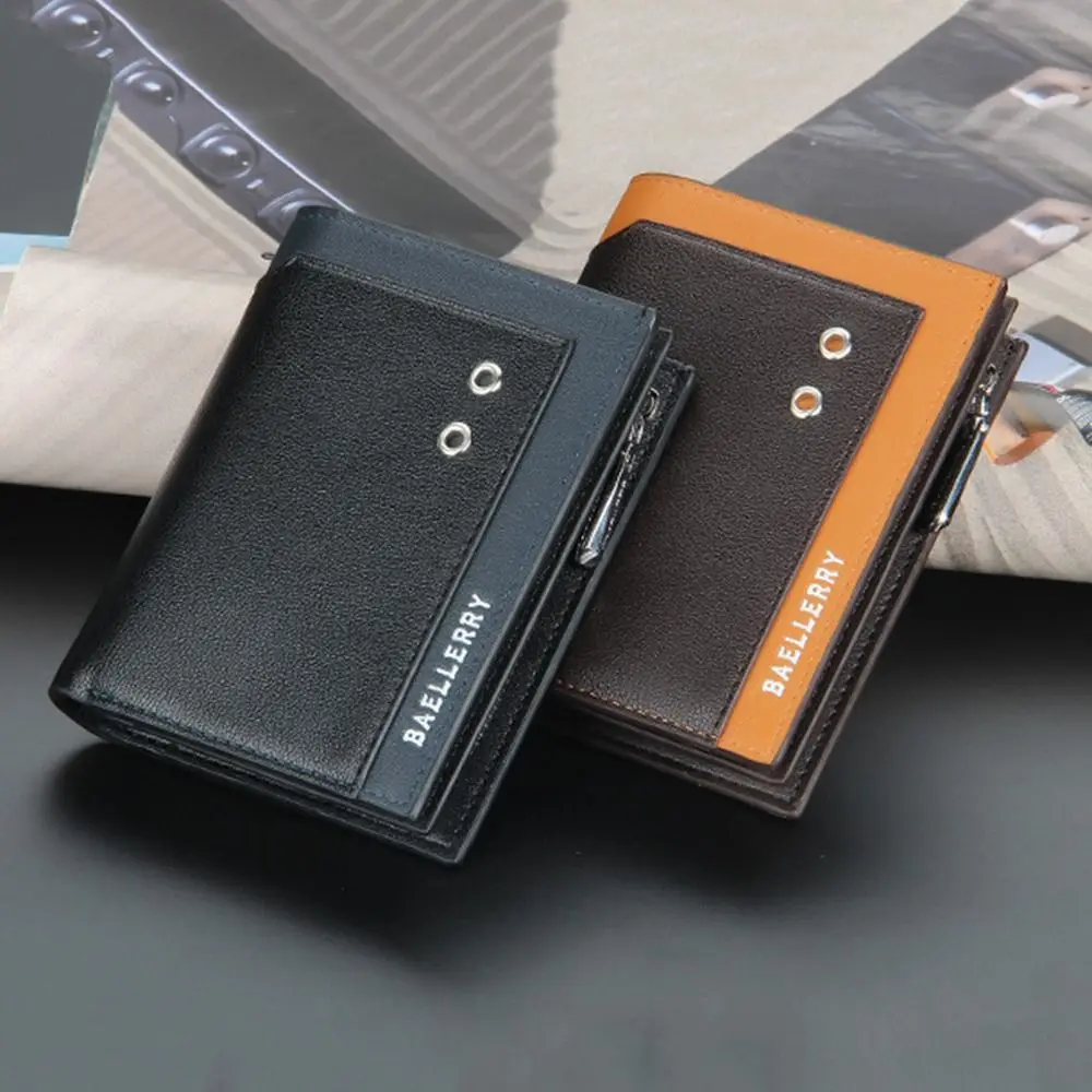 

Portable Waterproof Two Fold Purse Soft Leisure Male Leather Purse Contracted Foldable Card Wallet Daily Use