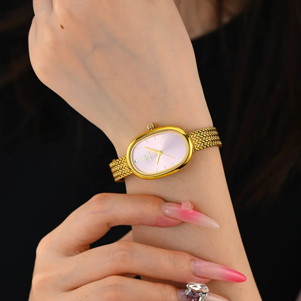 High Quality Gold Wheat Chain Strap Watch Minimalist Elegant Women’s Quartz Classic Sleek Design Stylish Daily Wear G