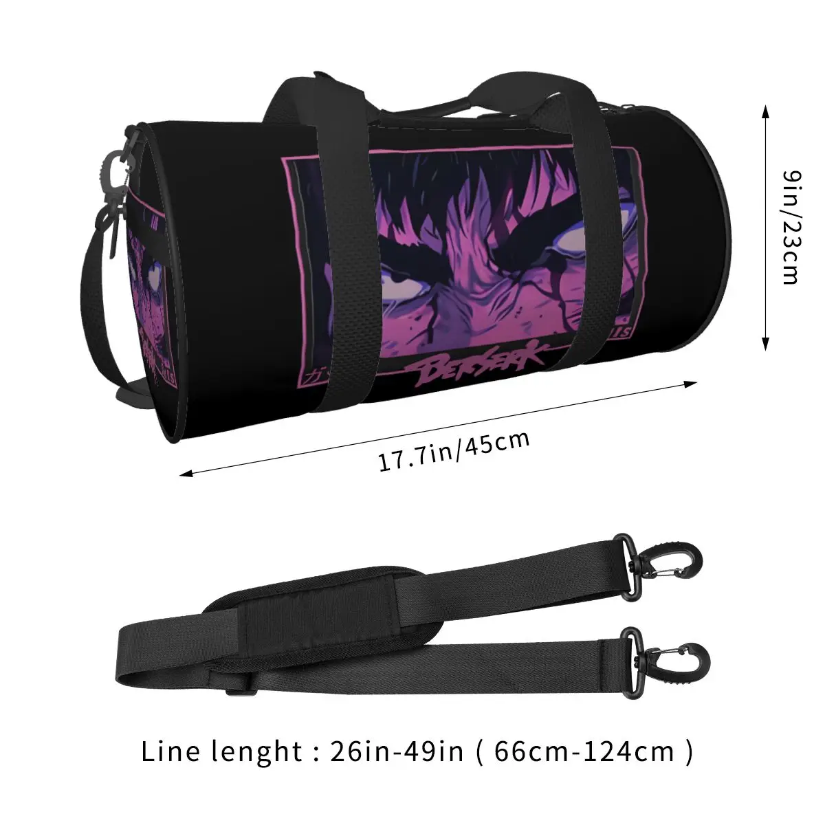 Bereserk Guts Japan Anmie Manga Fan bolsa de lona para mujeres y hombres, bolsas deportivas de Fitness para gimnasio con bolsillo, bolsa de viaje Weekender