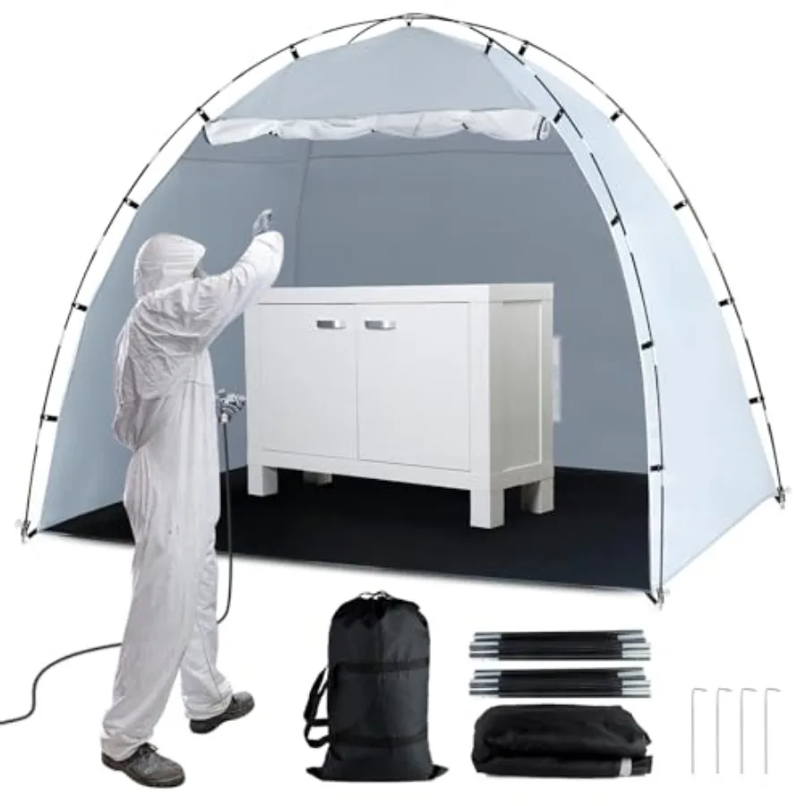 

Portable Paint Booth Tent, L (W) (H) Spray Paint Tent with Built-in Floor and Mesh Screen and Windproof Hooks for Furniture DIY