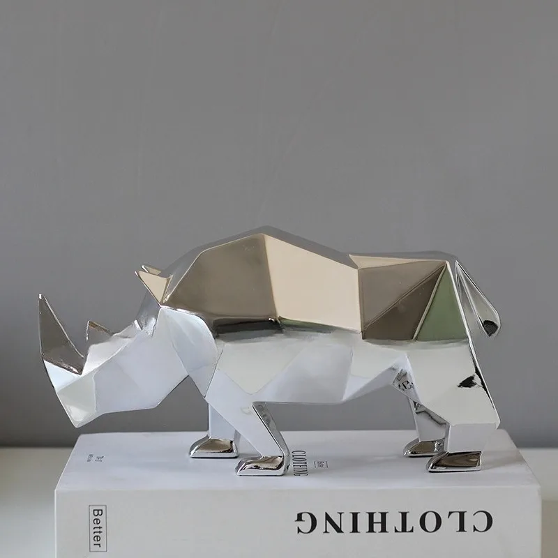 Simple and creative geometric animals, rhino decorations, home furnishings
