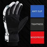 Winter Snowboard Ski Gloves Unisex PU Leather Non-slip Touch Screen Waterproof Motorcycle Cycling Fleece Warm Snow Sports Gloves 3