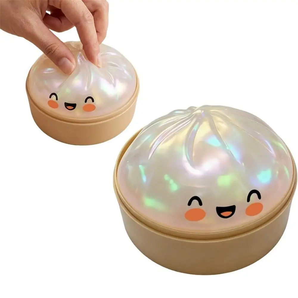 Glitter Dumplings Squishy Toy with Steamer Slow Resilience Steamed Stuffed Bun Squishy Pinch Le Soft Fidget