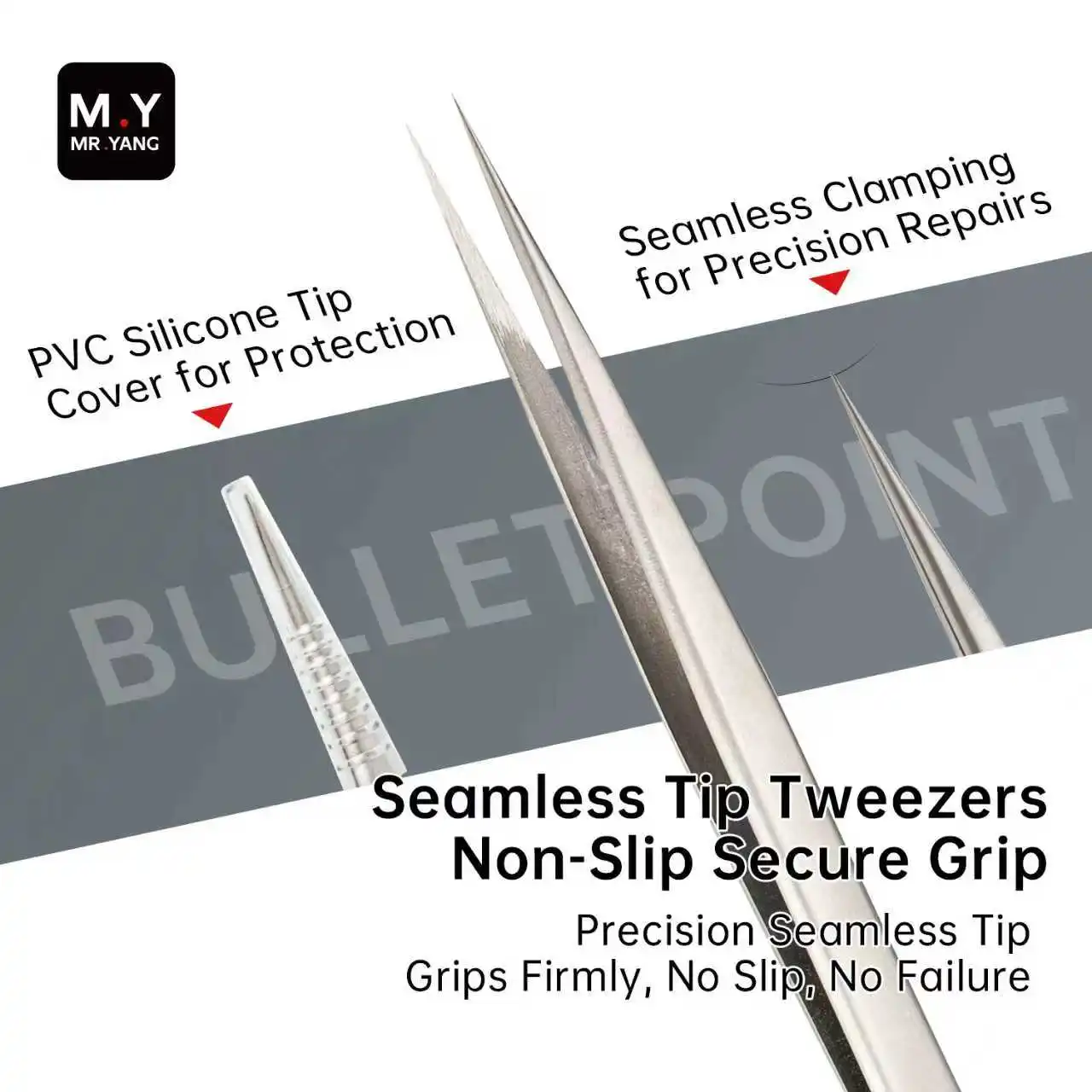 MR.YANG Precision Seamless Pointed-Tip Tweezers for Mobile Phone Tablet Repair ,Screws Bit Jump Wire Chips Clampping Tweezers
