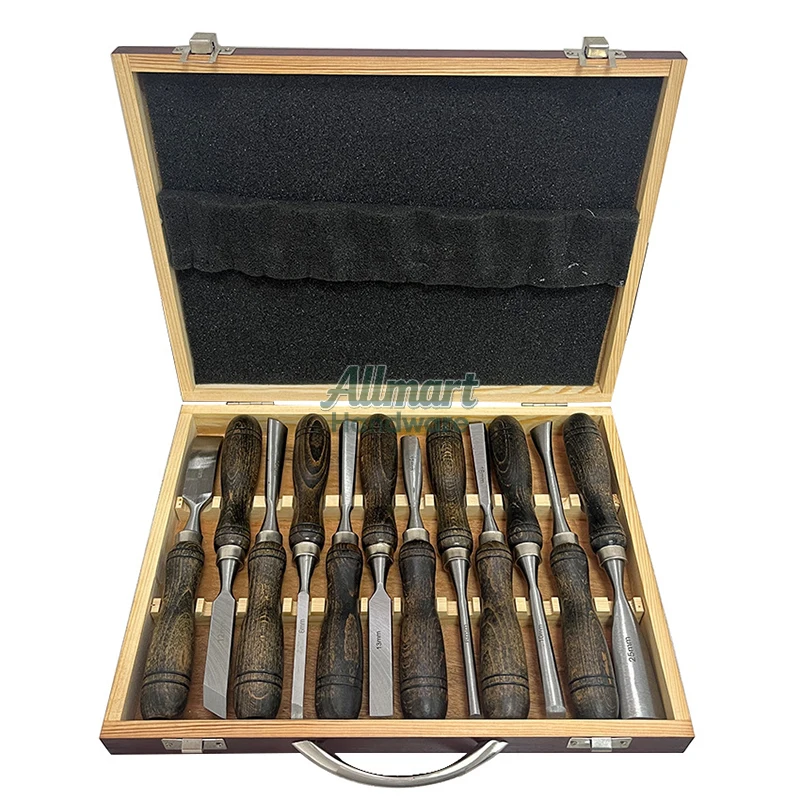 12 pieces of carving tools, hand-held carving knife set, professional carving tool set, wooden handle  chisel set