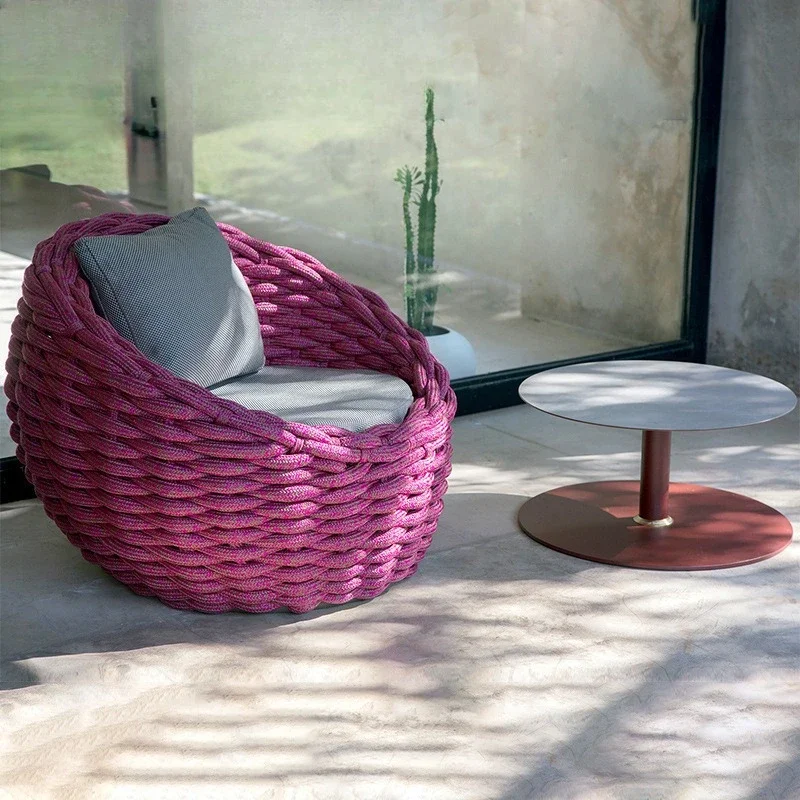 Outer courtyard sofa, villa garden terrace living room leisure single furniture balcony rope rattan lazy