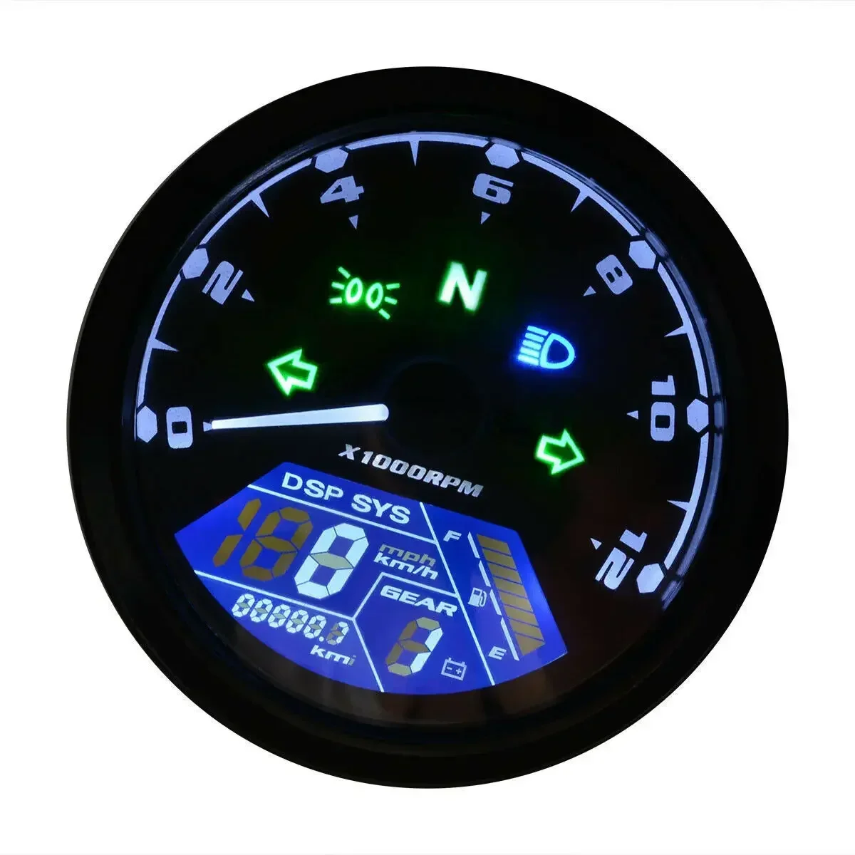 8-18V 12000RPM Universal Motorcycle LCD Digital Display Speedometer Tachometer Odometer Gauge Cafe Racer Motor