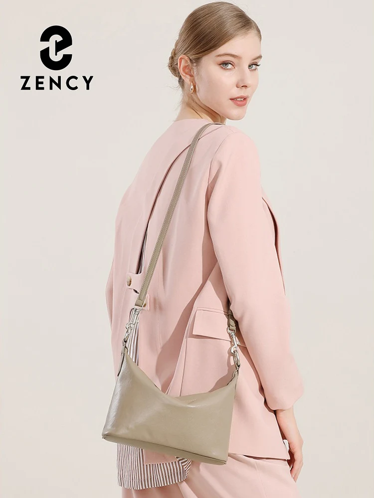 Zency Soft Genuine Leather Bag Simple Hobo Bag Women Shoulder Handbag Small Leather Crossbody Bag for Female