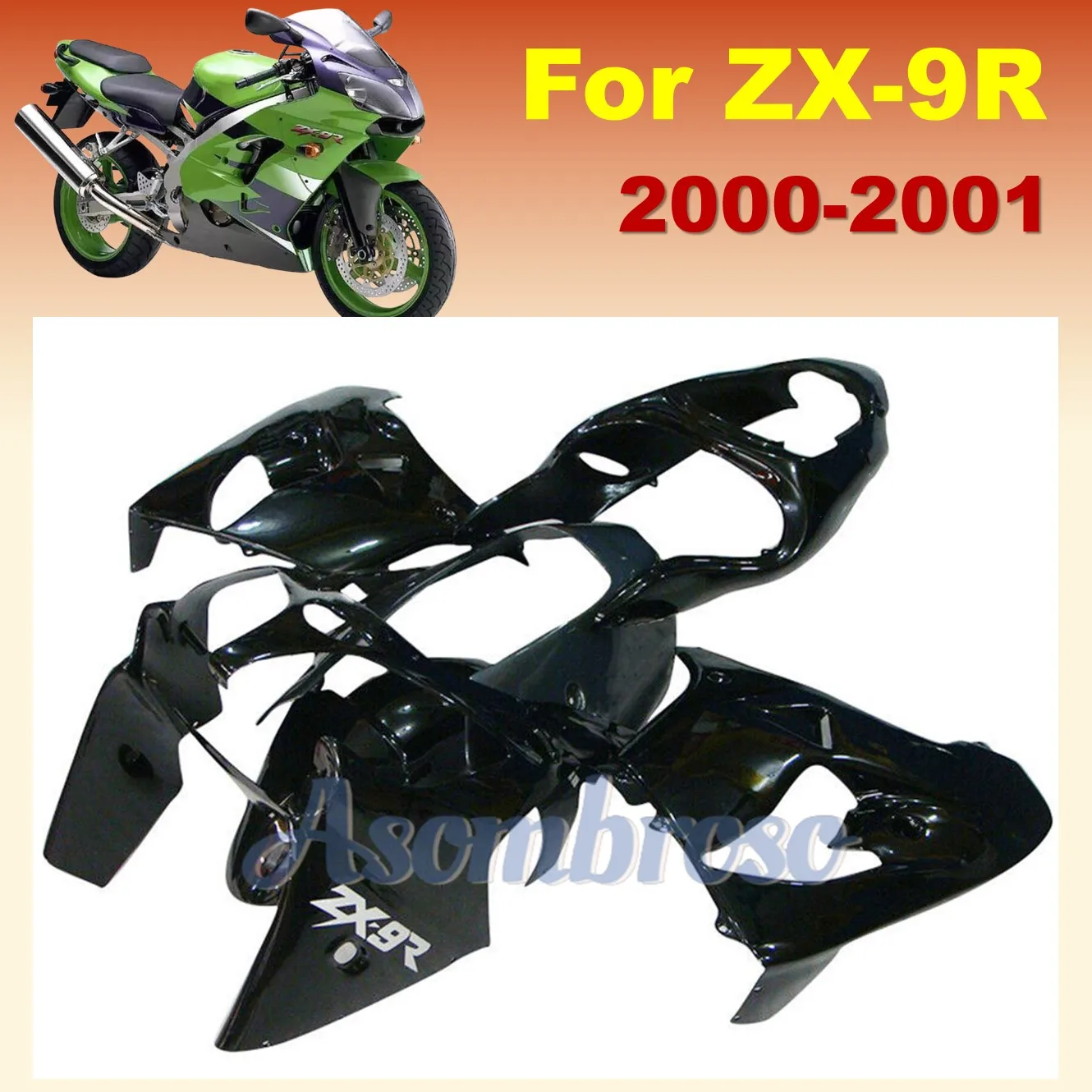 

Pure Black For Ninja ZX9R 2000 2001 ZX 9R ZX-9R Motorcycle Fairing Kit ABS Plastic Injection Body Accessories ZXMT