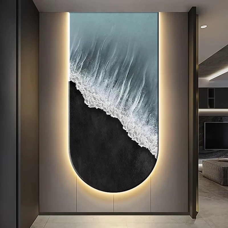 

Modern Sea Wave LED Wall Light Black and White Gray Entrance Corridor U-Shaped Living Room Dining Room Decorative Wall Light