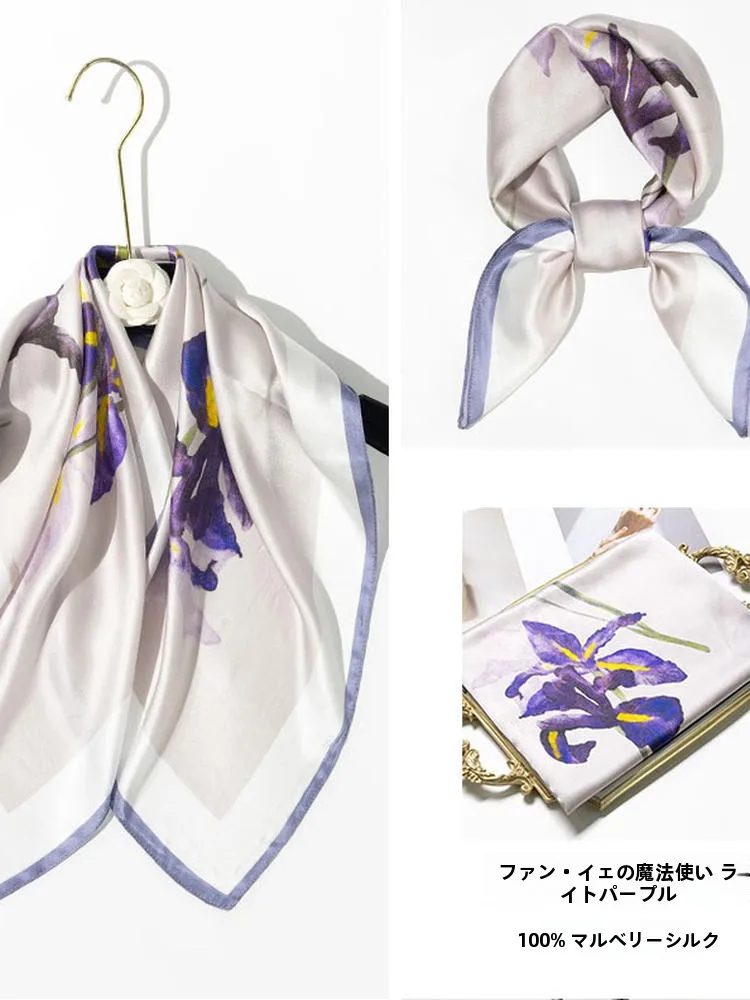 本物のシルクスカーフ-女性用-上海ストーリーブランド-00-桑絹スクエアスカーフ-ネックウォーマー-ギフトボックス-高齢者や教師に最適