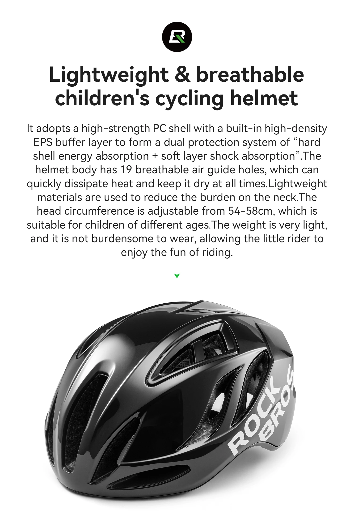 ROCKBROS Kinder-Fahrradhelm, atmungsaktiv, leicht, mit hochdichtem Schaumstoff, einteilig geformt, stoßdämpfend, Jugendhelm. – Detail 2