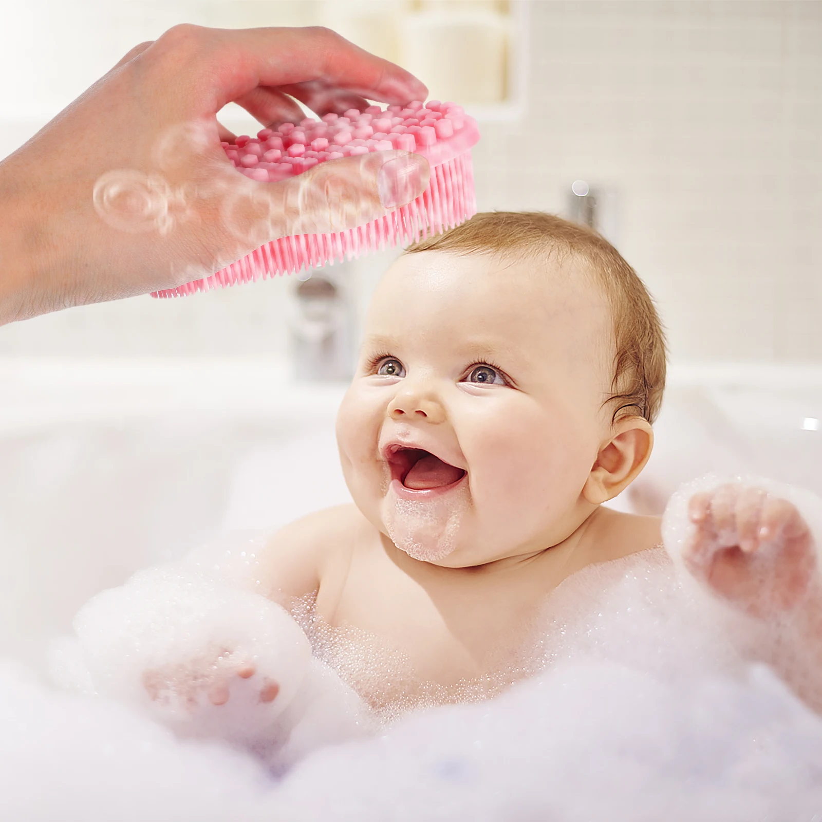 

2Pcs Tactile Stimulation Brush Silicone Dual-Sided Gentle Exfoliating Shower Scrubber for Infant Sensory Development Bath Time