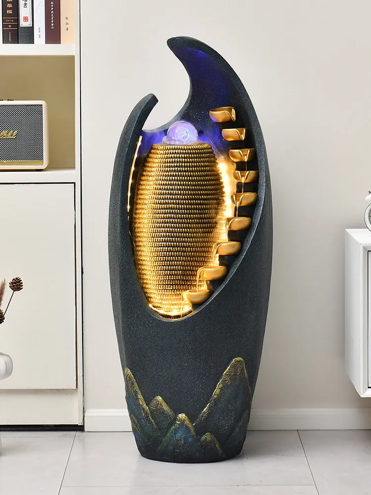 YFY living room flowing water fountain floor ornament  water landscape light luxury  turn ball indoor entrance decoration