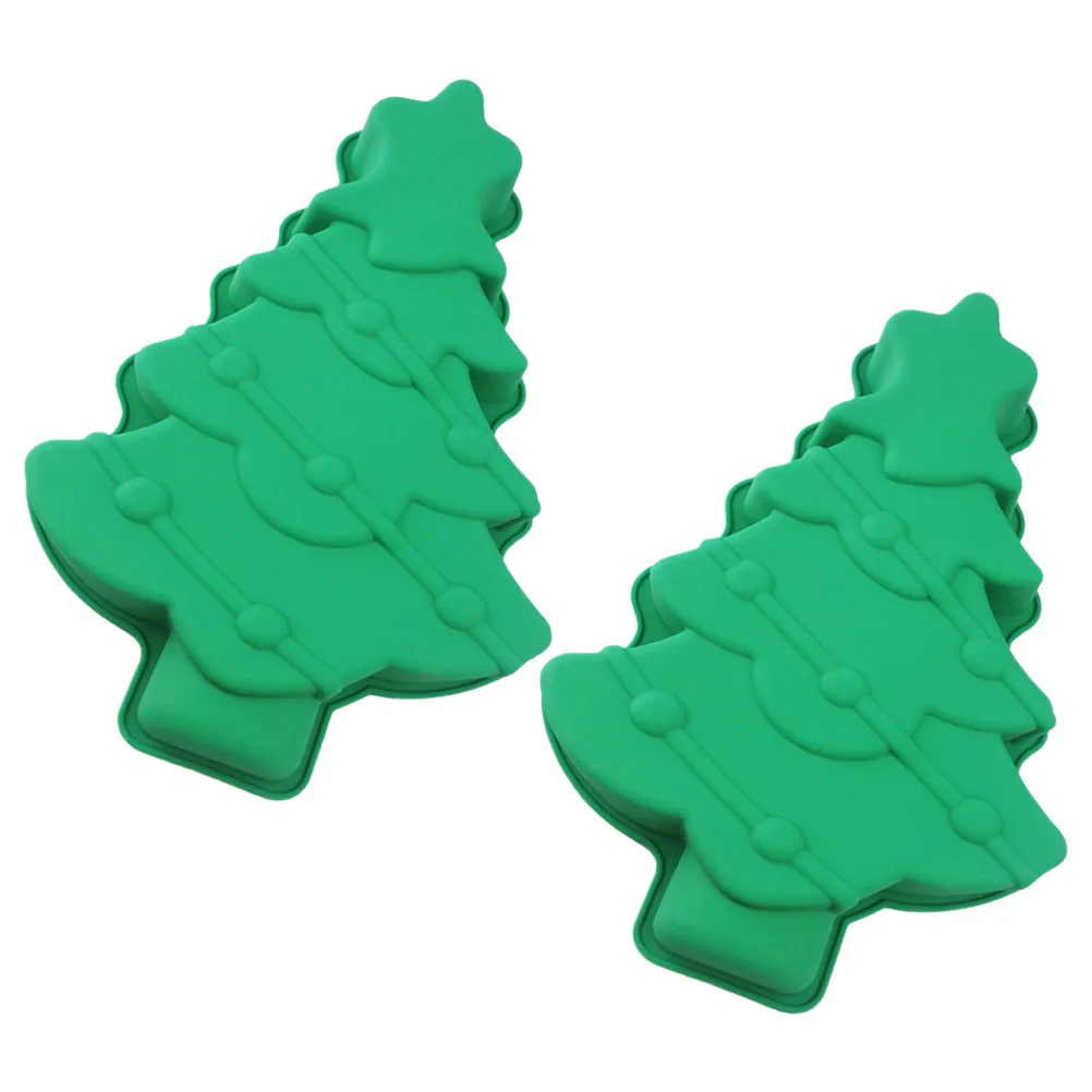

2Pcs Christmas Tree Cake Pan Silicone Molds for Baking Cakes Chocolates Jellies Gummies Holiday Treats Safe Material Flexible