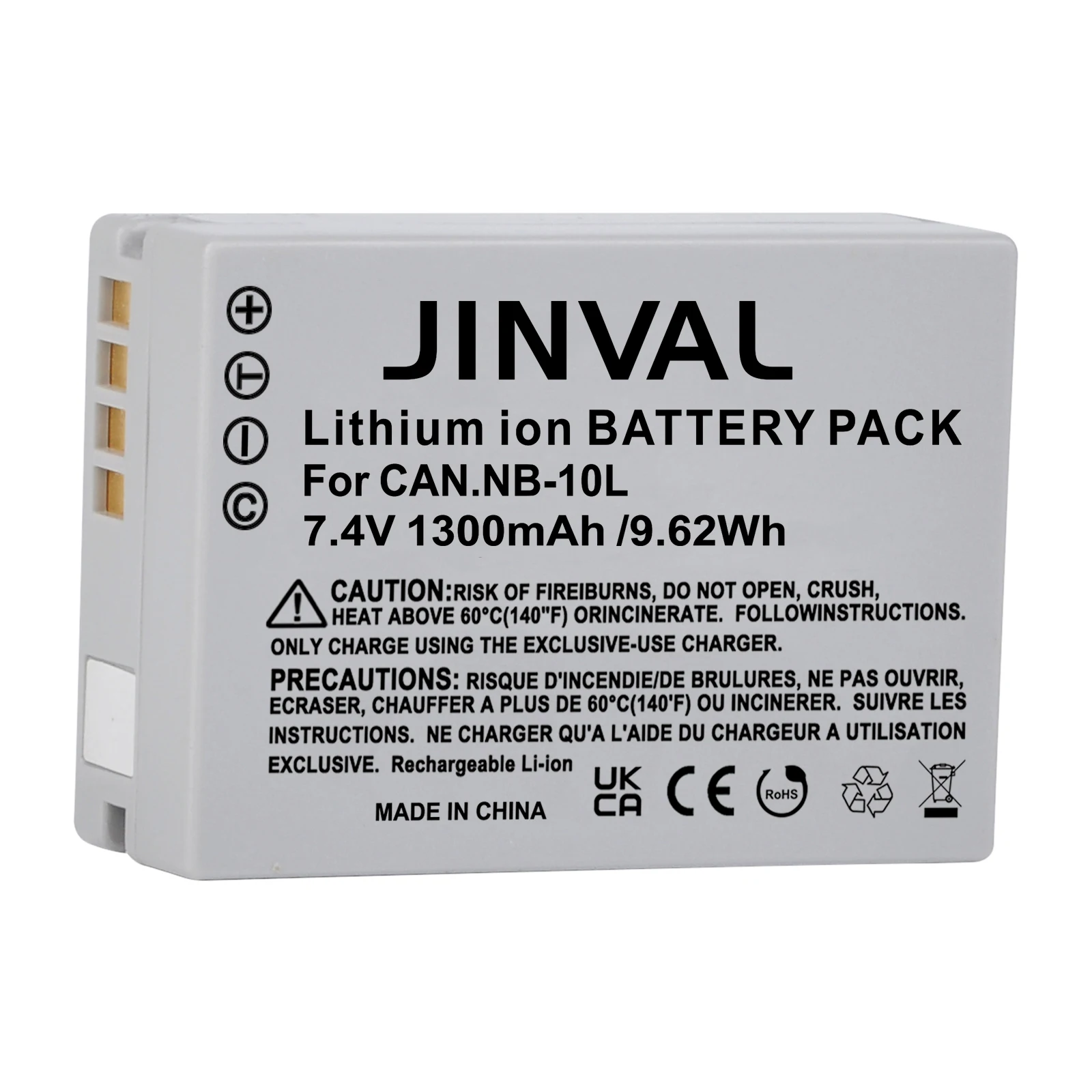 JINVAL 1300mAh NB10L NB-10L Battery + PD 20W Fast Dual Charger For Canon PowerShot G1 X, G3 X, G15, G16, SX40 HS, SX50 , SX60