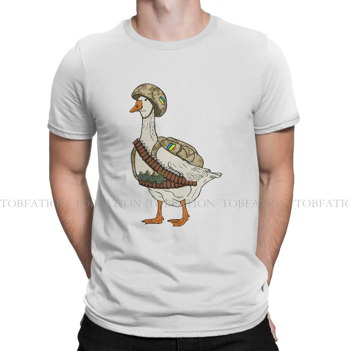 Ukrainian Combat Goose Military Army Solder TShirt for Men Cute Basic Summer Tee T Shirt High Quality Trendy Fluffy